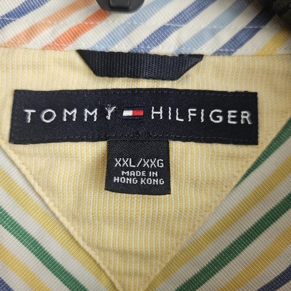 Tommy Hilfiger Button Up Shirt Mens XXL RAINBOW Casual Preppy Stripes - Picture 12 of 13